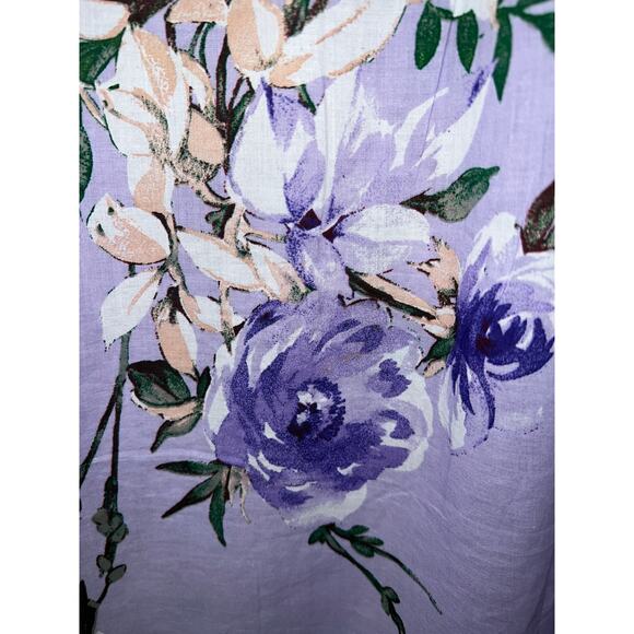 Roaman's Top Womens 24W Tunic Blouse Pintuck Button Lilac Purple Floral Spring - Picture 5 of 12
